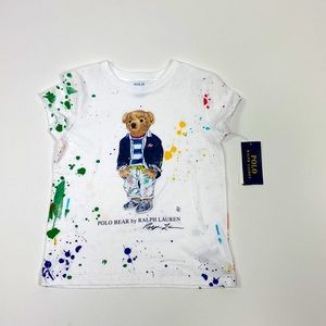 Big Girls Polo Bear Paint Splatter T-shirt